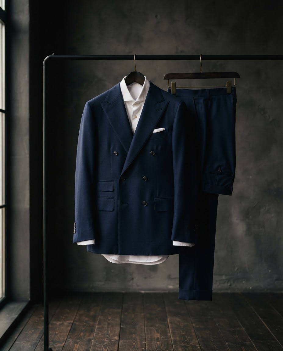 Navy Double-Breasted Suit