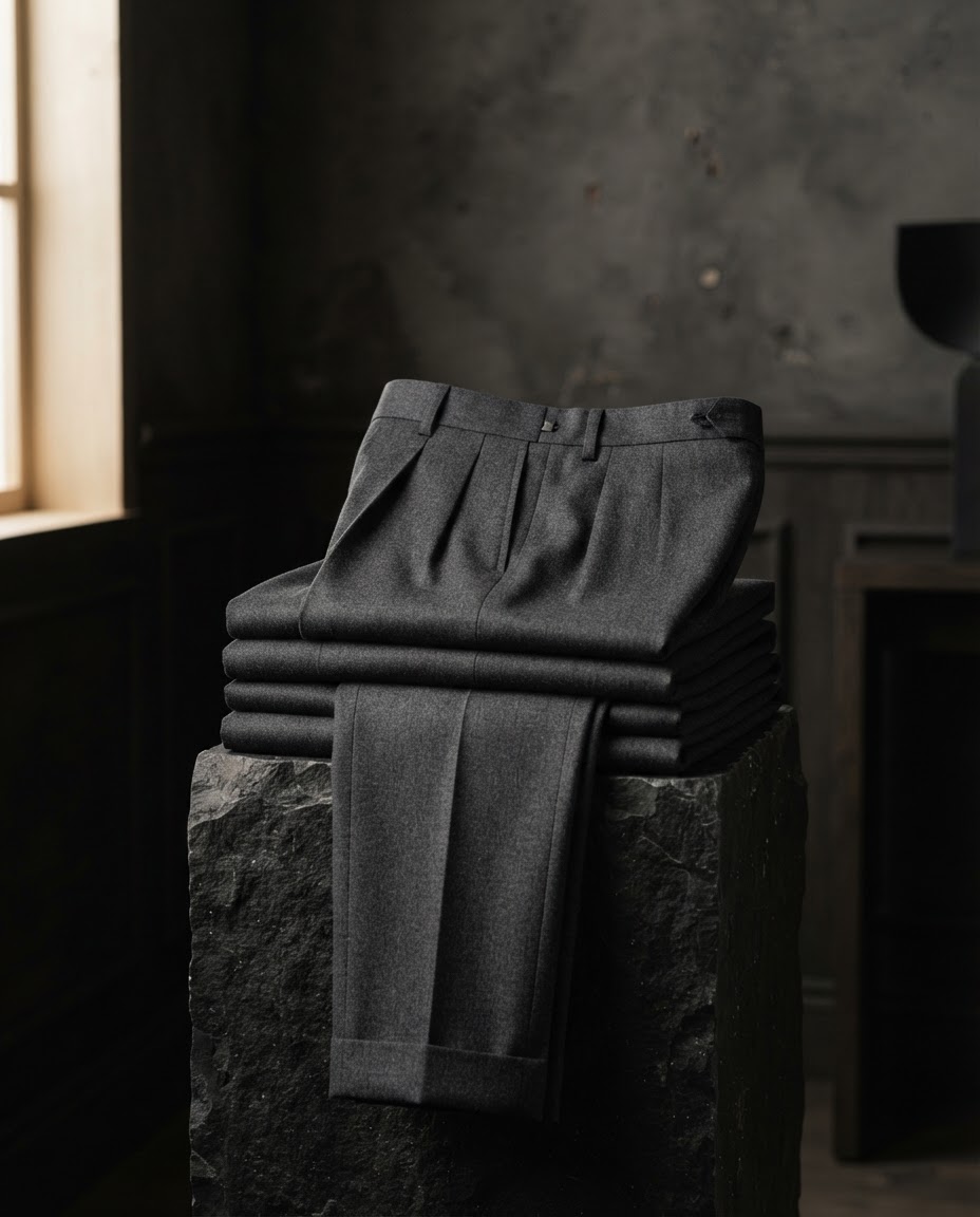 Charcoal Pleated Dress Pants