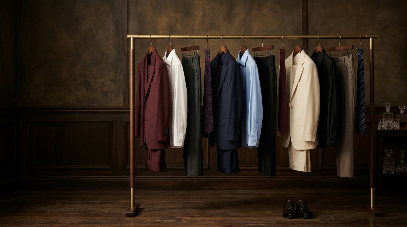 Suits hanging on a rail
